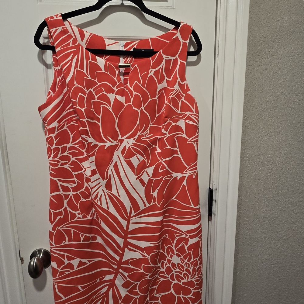 Floral Sleeveless Red Dress